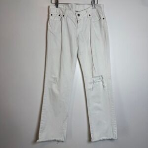Lucky Brand Sweet Dream Cuffed Crop Jeans Womens 6/28 White Distressed F2G7020